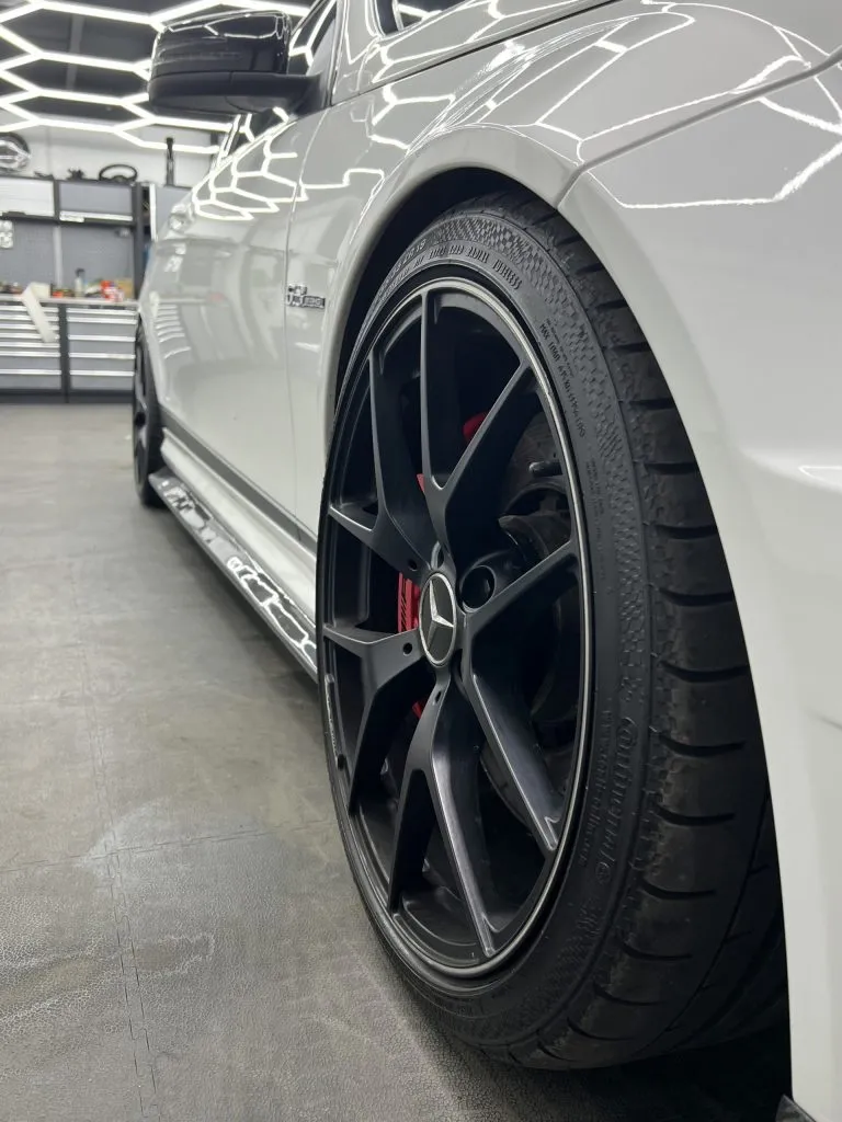 Mercedes C63 AMG W204 2011-2014 Carbon Fiber Side Skirt Extensions – another view