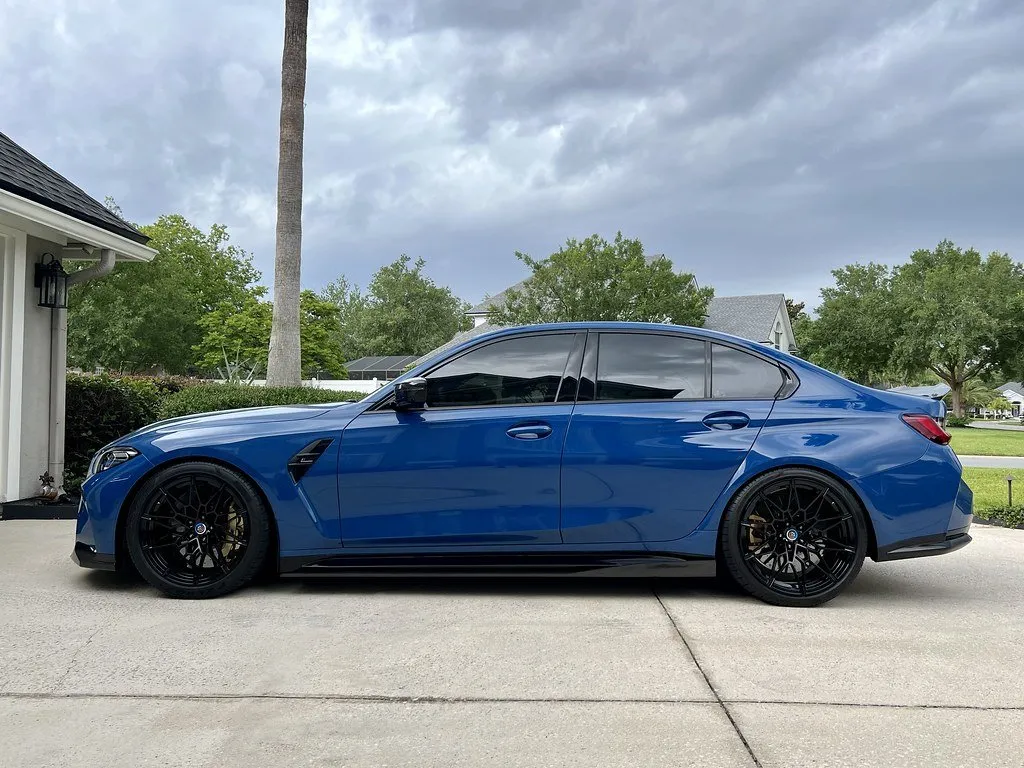 BMW G80 G82 G83 M3 M4 2021-Present Carbon Fiber Side Skirt Extensions w/small winglet (Unitexclusives) — image 7 of 8