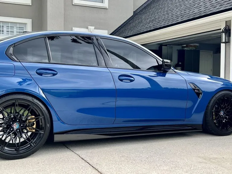 BMW G80 G82 G83 M3 M4 2021-Present Carbon Fiber Side Skirt Extensions w/small winglet (Unitexclusives) – another view