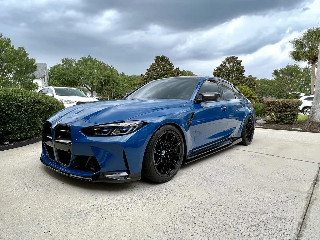 BMW G80 G82 G83 M3 M4 2021-Present Carbon Fiber Side Skirt Extensions w/small winglet (Unitexclusives) — image 4 of 8