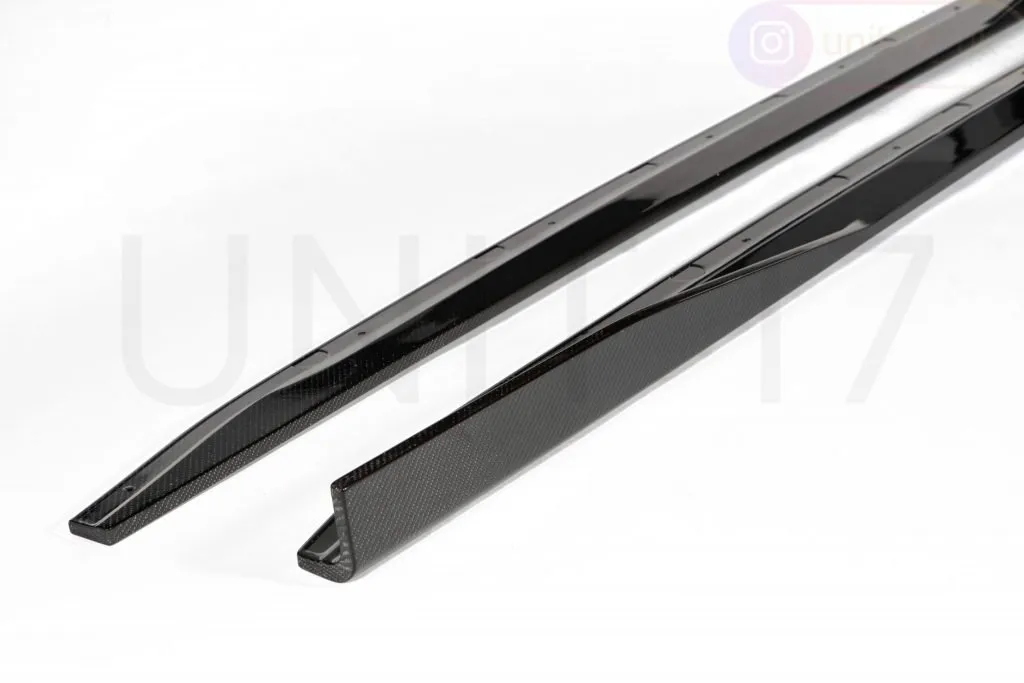 BMW G80 G82 G83 M3 M4 2021-Present Carbon Fiber Side Skirt Extensions w/small winglet (Unitexclusives) — image 3 of 8