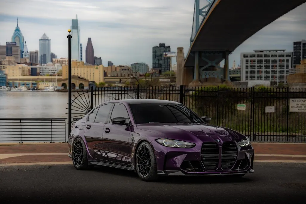 Purple G80 M3 on the waterfront