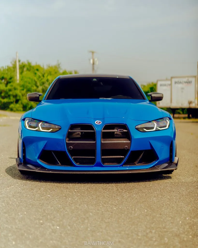 CSL Style front lip splitter for BMW M3 M4 G80 G82 Prepreg Carbon Fiber with gloss finish — image 7 of 29