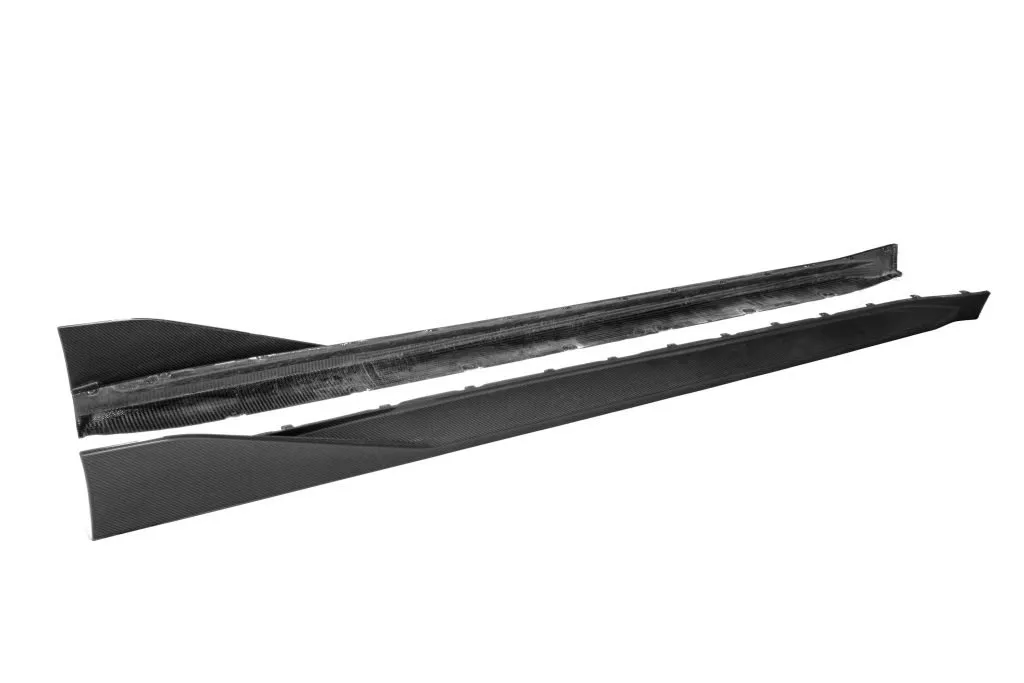BMW M3 G80 MP style prepreg dry carbon fiber full replacement side skirts with winglet — image 5 of 6