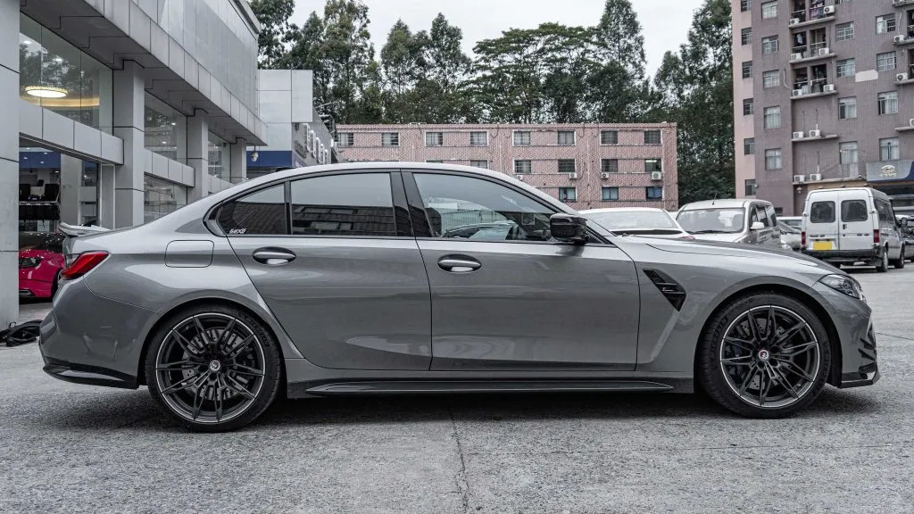 BMW G82 M4 OEM style prepreg dry carbon fiber full replacement side skirts with NO WINGLET — image 3 of 16