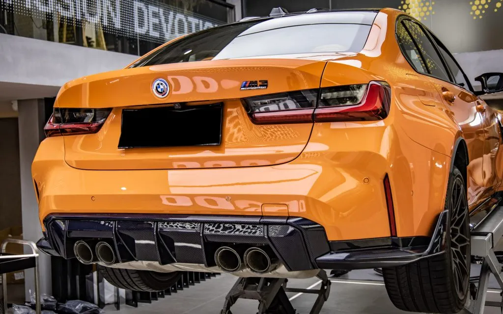 BMW G80 G82 G83 M3 M4 Rear Bumper Carbon Fiber Trim – Prepreg Dry Carbon Fiber — image 3 of 18