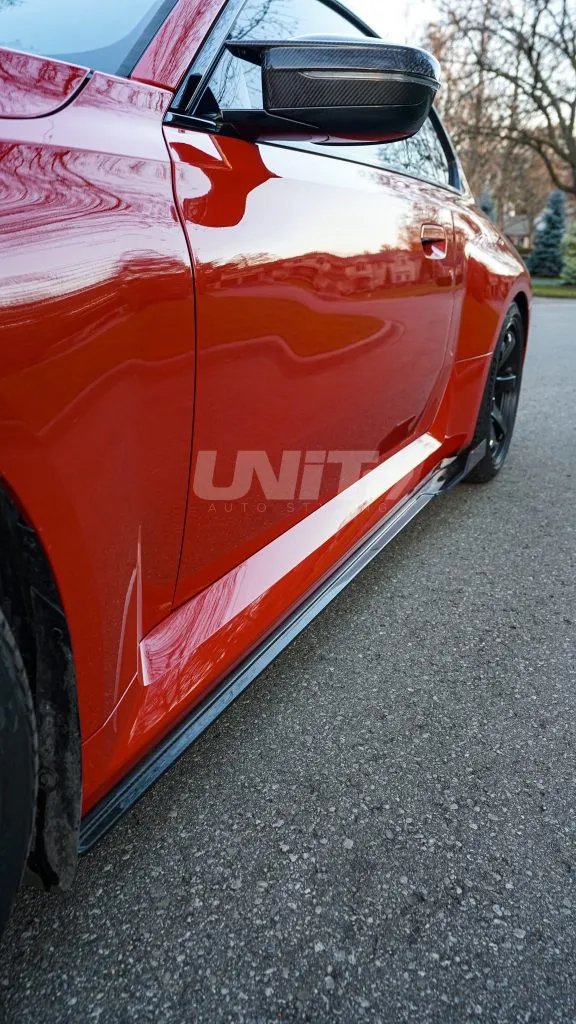BMW G87 M2 2023+ Exclusive Unit17 Design side skirts with winglet in prepreg dry carbon fiber with a gloss finish — image 12 of 25