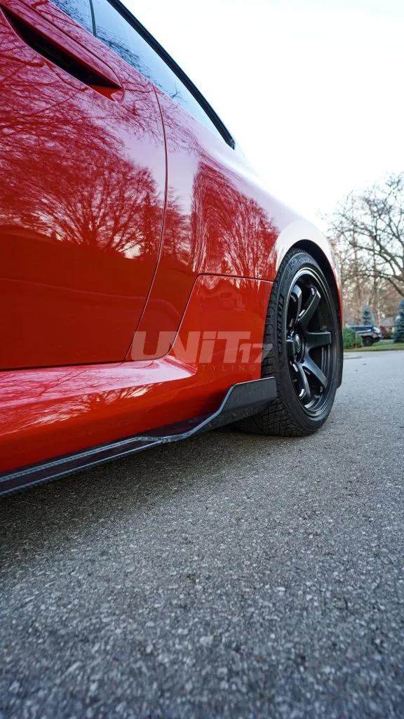 BMW G87 M2 2023+ Exclusive Unit17 Design side skirts with winglet in prepreg dry carbon fiber with a gloss finish — image 3 of 25