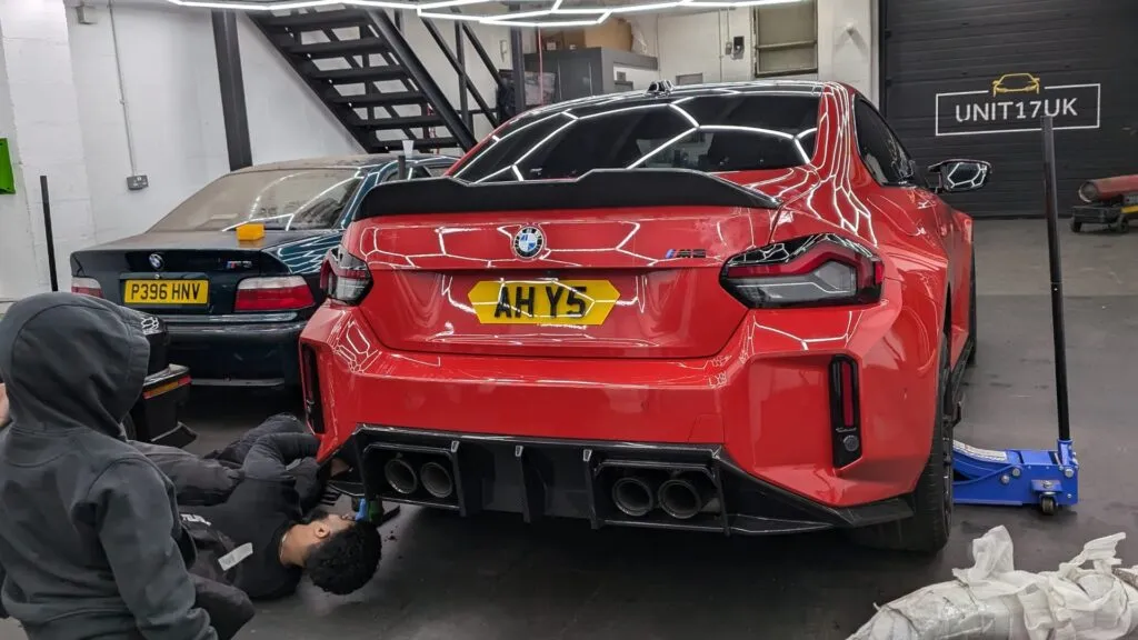 BMW G87 M2 3-Piece Rear Diffuser w rear corner– Prepreg Dry Carbon Fiber (UnitExclusives) — image 12 of 13