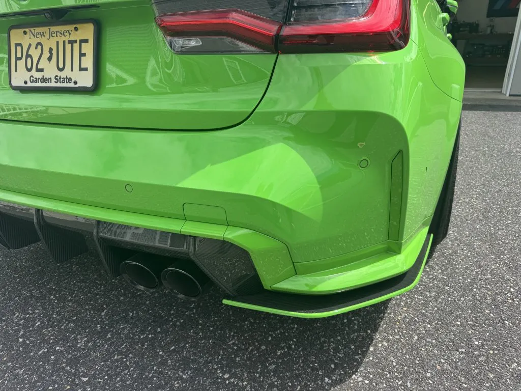 BMW G80 M3  2021-Present prepreg dry Carbon Fiber rear corner extensions (Unitexclusives) — image 3 of 5