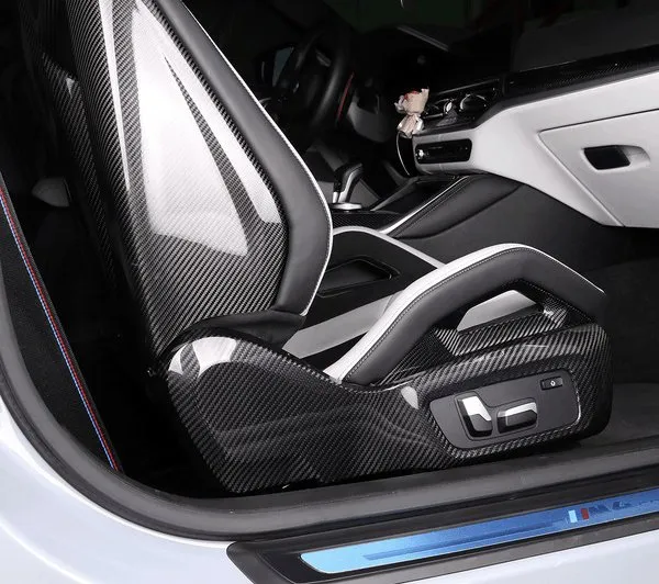 BMW G87 M2 Dry Carbon Fiber Side Seat Covers – Pre-Preg Interior Trim (2023+) — image 4 of 5