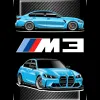 BMW M3 G80 G82 G83 style hoodie sweatshirt in Miami blue Turkish blue with bbs wheels