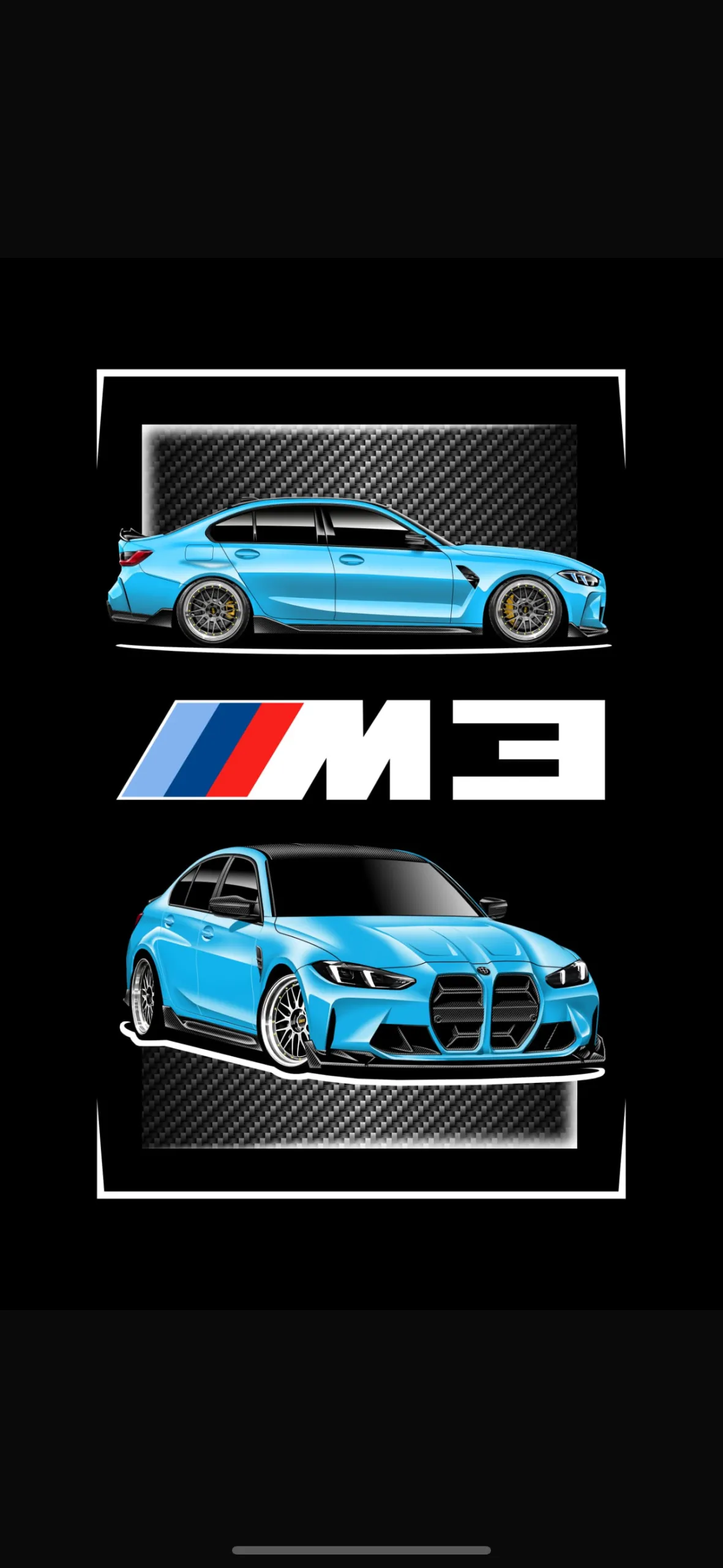 BMW M3 G80 G82 G83 style hoodie sweatshirt in Miami blue Turkish blue with bbs wheels