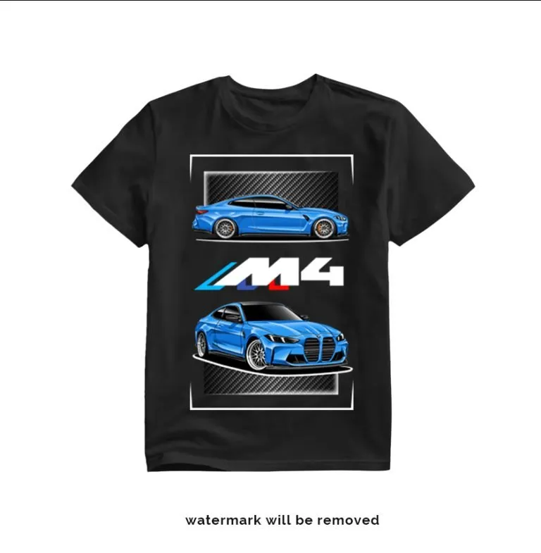 BMW M4 G82 t-shirt Blue Custom Designed - HIGH QUALITY