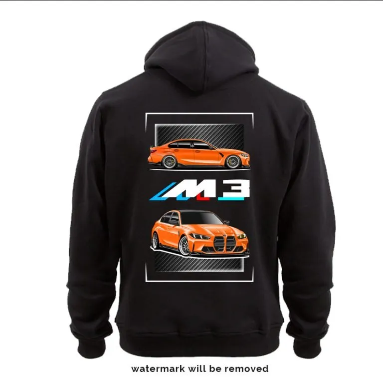 BMW M3 G80 style hoodie sweatshirt in fire orange