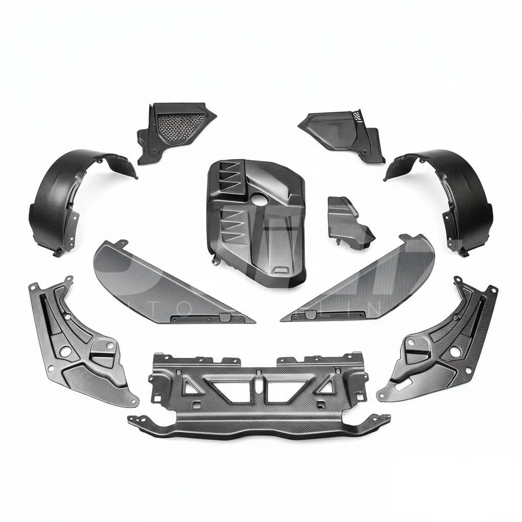 BMW G80/G81/G82/G83/G87 Carbon Fiber Engine Bay Parts engine cover headlamp cover coolant shroud cover ECU cover air intake cover — image 1 of 6