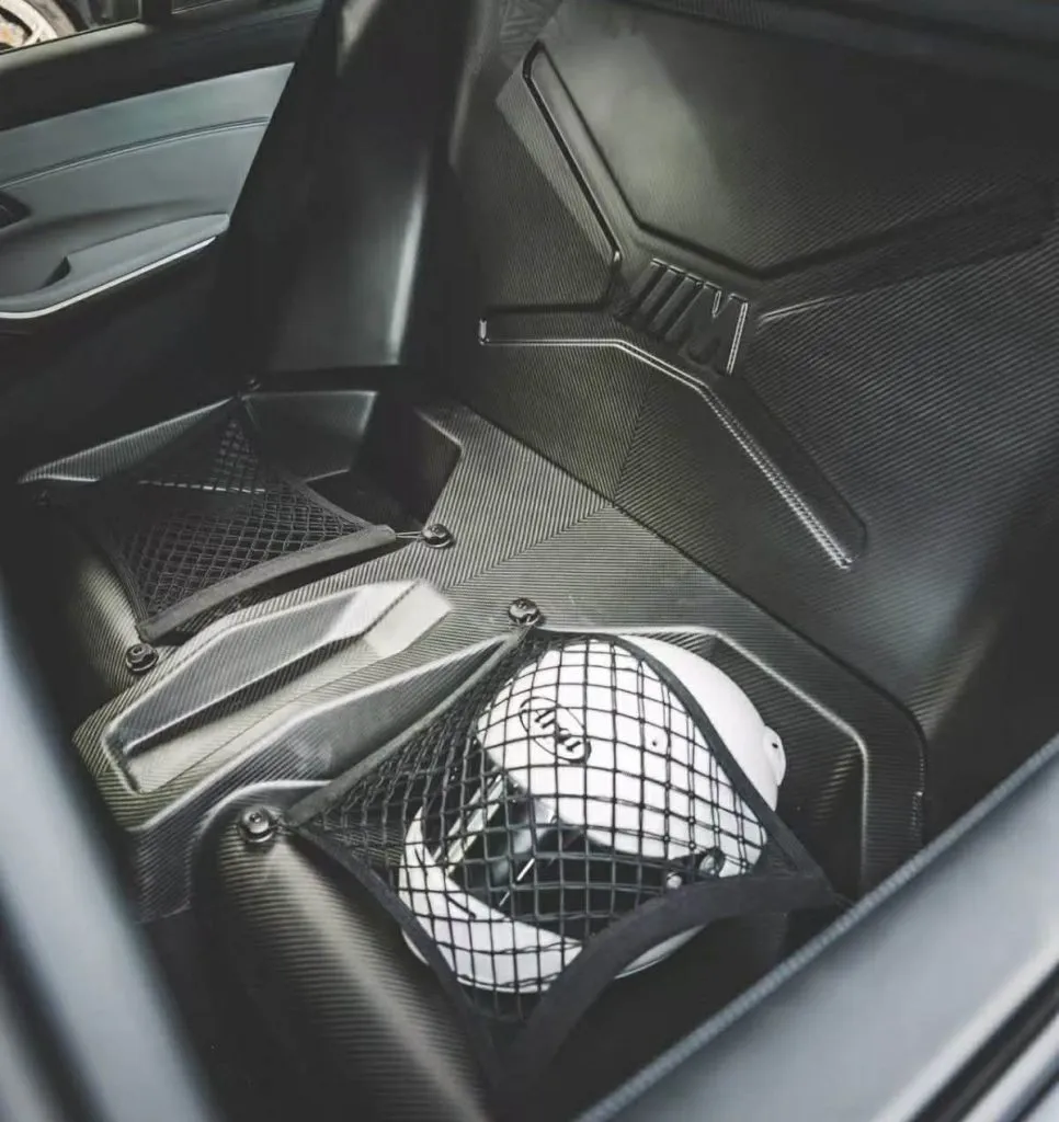 BMW G80 Rear Seat Delete in full dry carbon fiber. — image 1 of 8