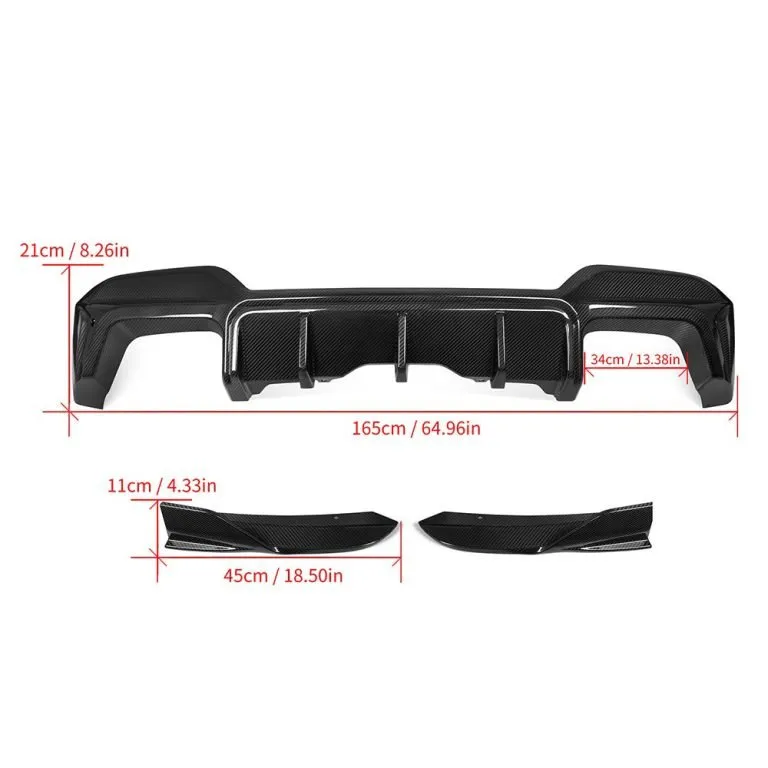 SOOQOO BMW X3M F97 LCI 3 piece Rear Diffuser in Prepreg Carbon Fiber