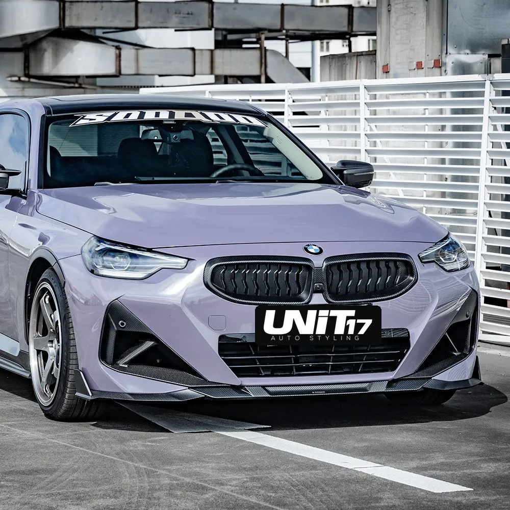 BMW G42 2 Series front end with carbon Front Air Ducts and separate splitter