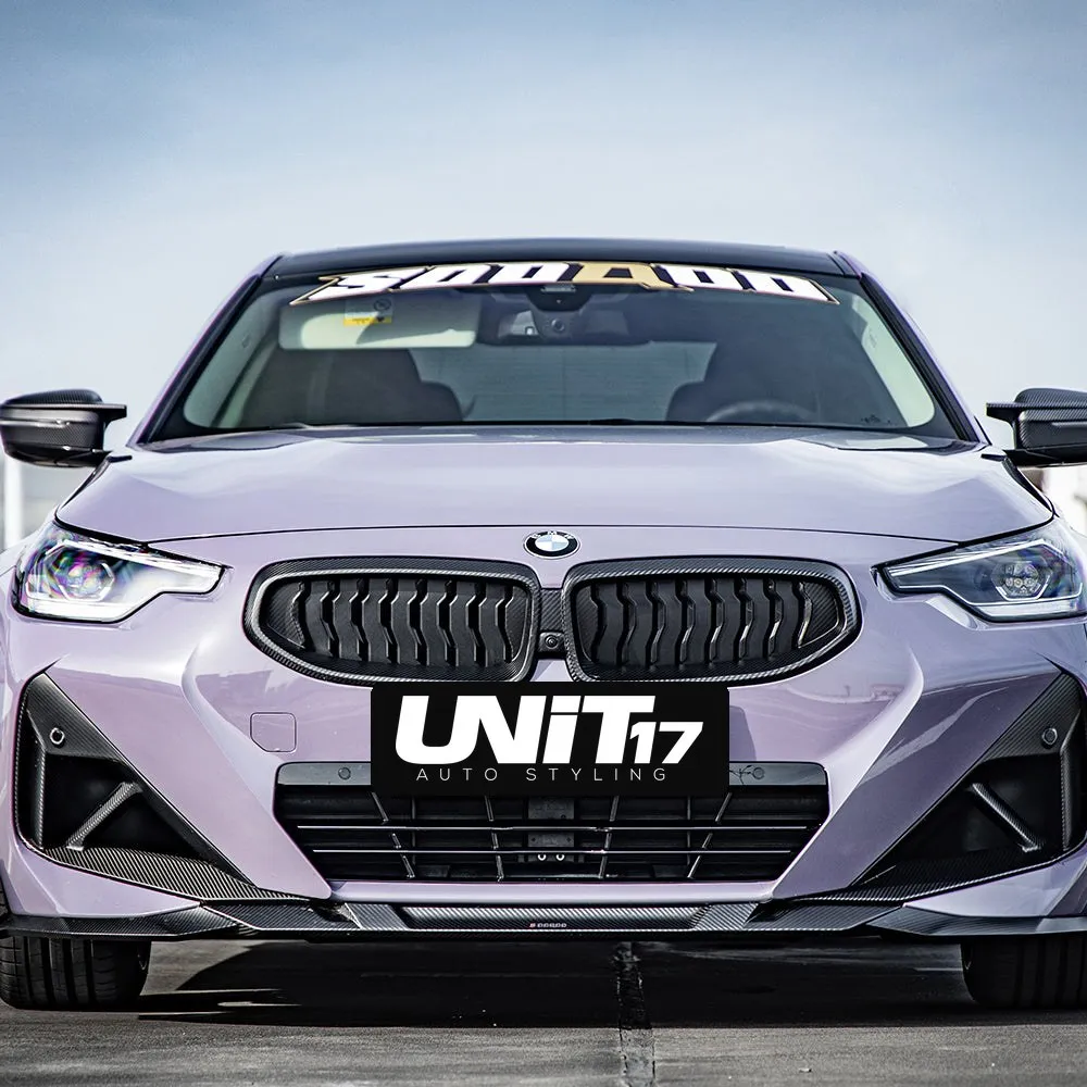 Front view of a BMW G42 2 Series wearing the carbon Front Lip