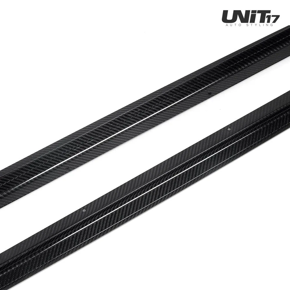 Gloss carbon weave and mounting holes on the side skirt extensions